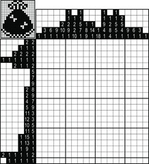 Fototapeta premium Japanese crossword. Black and white. Paint by number puzzle. Education game for children. Dress 4