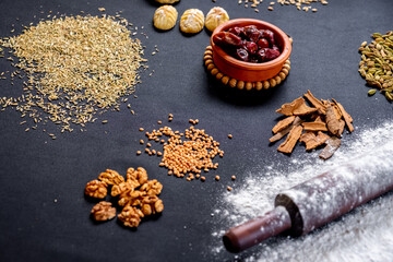eid sweet ingredients together on one table