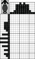 Fototapeta premium Japanese crossword. Black and white. Paint by number puzzle. Education game for children. Gown