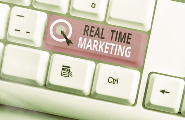 Handwriting text Real Time Marketing. Conceptual photo business strategy focused on current trends...