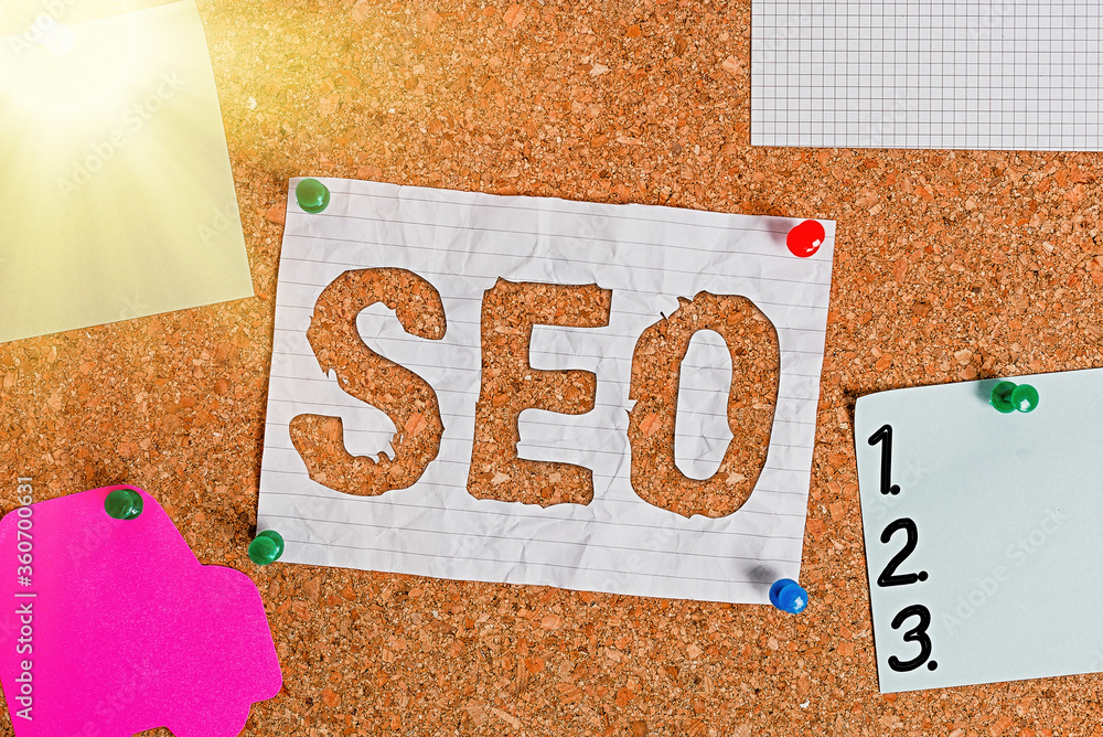 Poster text sign showing seo. business photo text search engine optimization increasing quality and quantit