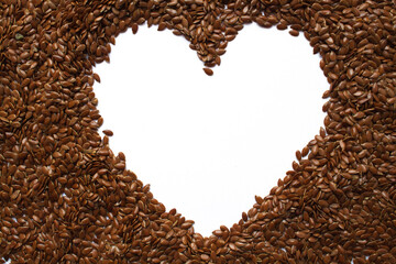 heart shaped bunch of flax seeds