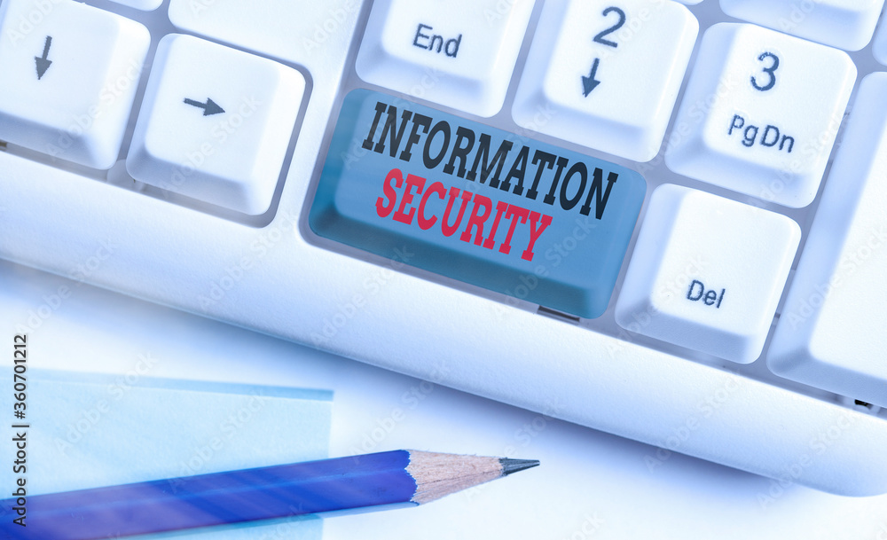 Poster writing note showing information security. business concept for being protected against the illegal 