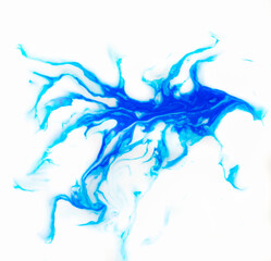 The background is painted blue in the Ebru style