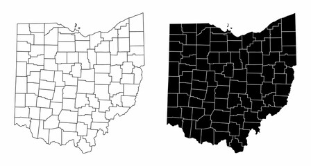 Ohio county maps - obrazy, fototapety, plakaty