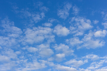 Naklejka na ściany i meble White clouds on a blue blue sky.