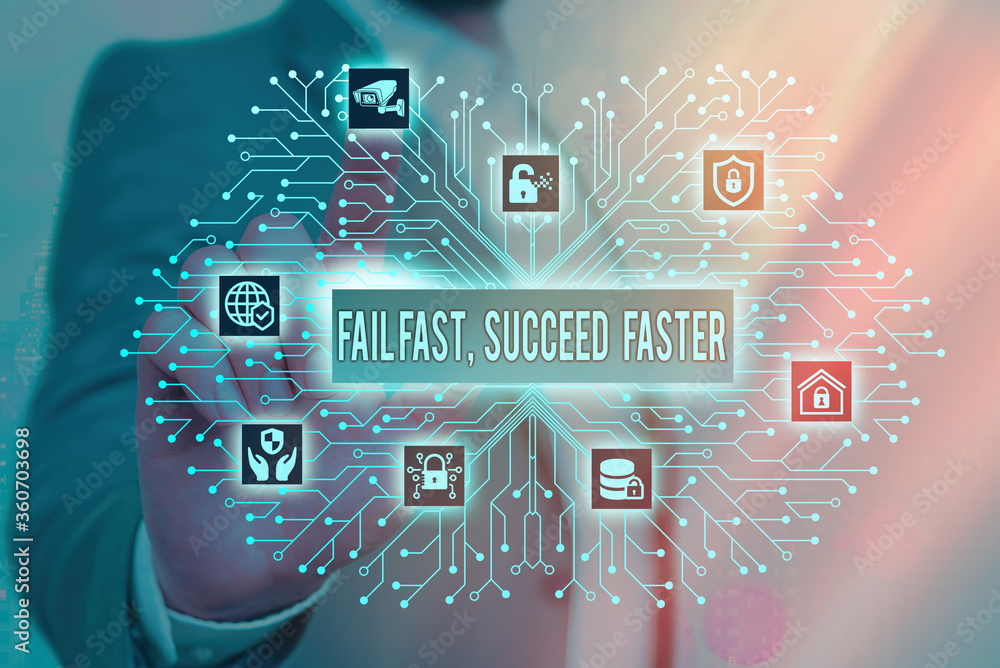 Poster text sign showing fail fast, succeed faster. business photo showcasing failed attempt increases an e