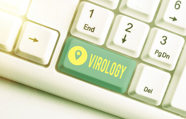 Word writing text Virology. Business photo showcasing branch of science dealing with the variety of...