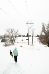 woman walking in winter park