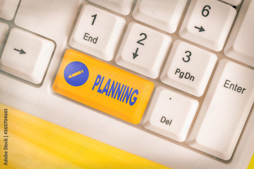 Poster word writing text planning. business photo showcasing achieving desired results is the first and for
