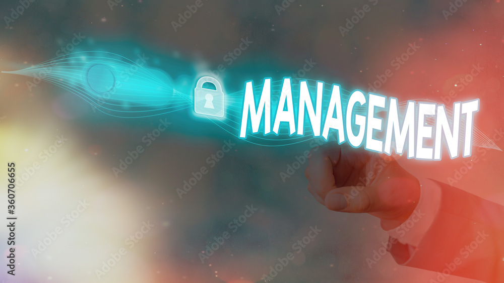 Poster text sign showing management. business photo showcasing the authoritative act of directing or contro