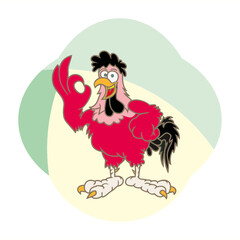 Cartoon styles for chickens come in OK poses and color combinations.