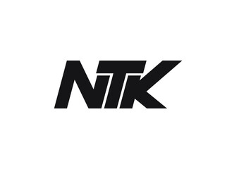 NTK logo, NTK, Text logo, Logo template.  Text logo concepts. Blue and Black Logo, Simple luxury logo, 