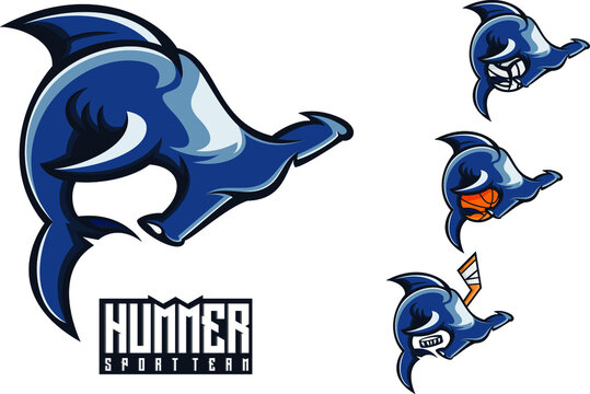hummer shark mascot sport logo design vector