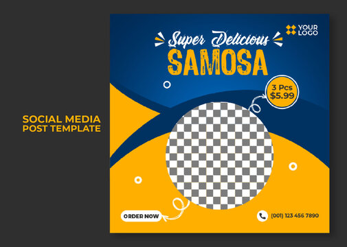 Restaurant Promotional Instagram or social media post template Vector, Editable template post for social media ad.
