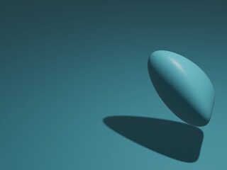 Blue 3D background with abstract flying low poly rock and shiny golden balls around