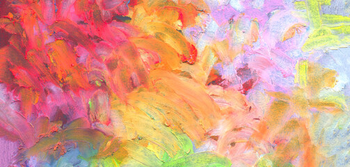 Abstract color oil pastel blot horizontal painting background.
