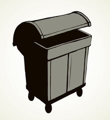 Large street trash can. Vector drawing