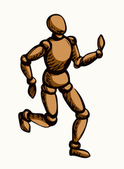 Man is a puppet. Vector drawing