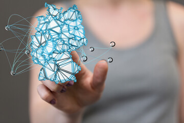 map of Germany. Wire frame 3D mesh