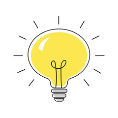Wide lightbulb vector icon, isolated on a white background
