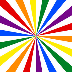 LGBT flag. Rainbow background. Abstract sunburst or sunbeams pattern for use in LGBTQI Pride Event, LGBT Pride Month, Gay Pride Symbol. Design graphic element is saved as a vector illustration.
