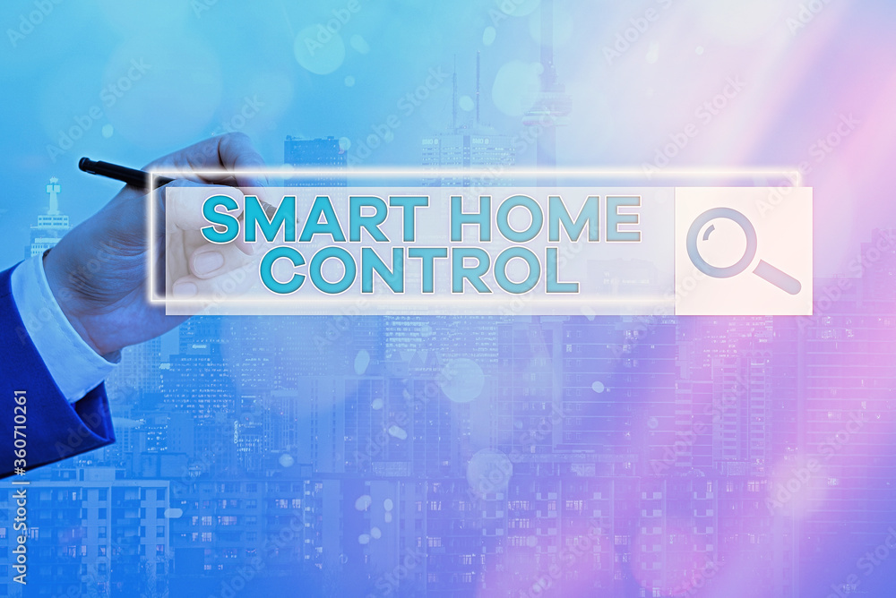 Poster text sign showing smart home control. business photo showcasing internet of things technology of aut