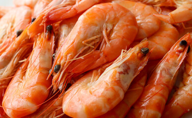 Obraz na płótnie Canvas Boiled shrimps delicious seafood close-up