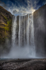 Skogafoss waterfall in southern Iceland near the town of Skogar. Iceland