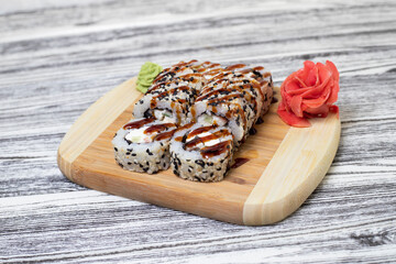 Sushi rolls super fresh sauce