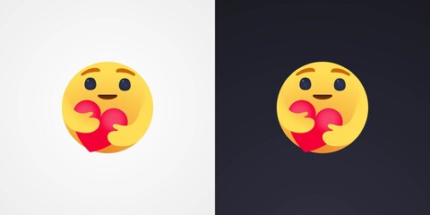 Social Media Care emoji hugging a heart. Symbol of care and support, show the love for loved ones who are a very long distance for me
