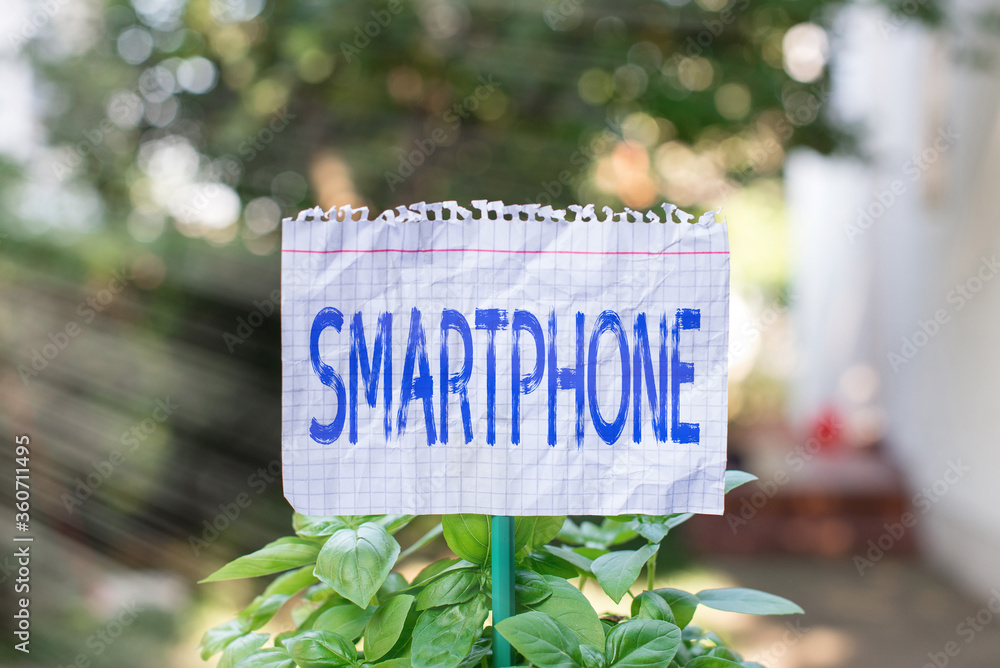 Poster handwriting text smartphone. conceptual photo a mobile phone that performs many of the computer s is