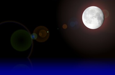Luna piena illuminata con riflessi colorati di luce  © Franxuc