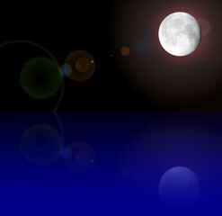 Luna piena illuminata con riflessi colorati di luce  © Franxuc