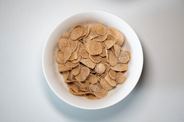 Cornflakes on a white background