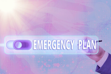 Text sign showing Emergency Plan. Business photo text instructions that outlines what workers...
