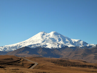 View of Mount Elbrus from the highway