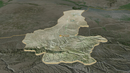 Faryab, Afghanistan - extruded with capital. Satellite © Yarr65