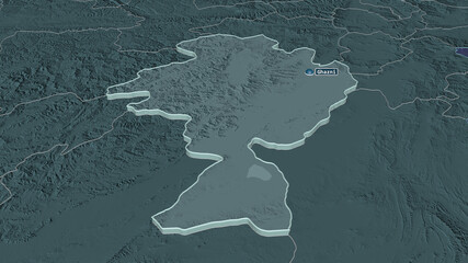 Ghazni, Afghanistan - extruded with capital. Administrative