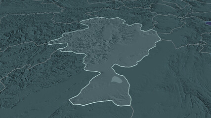 Ghazni, Afghanistan - outlined. Administrative