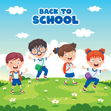 Back To School Concept With Funny Children
