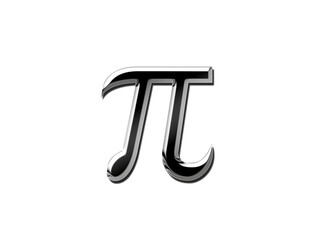 isolated metallic chrome pi number geometry and math. Pi number symbol and icon . 3d illustration