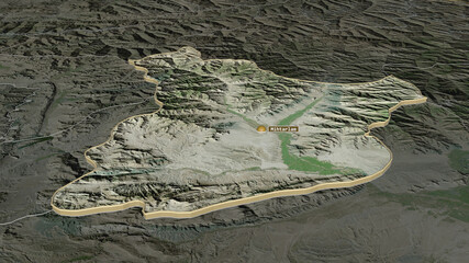 Laghman, Afghanistan - extruded with capital. Satellite