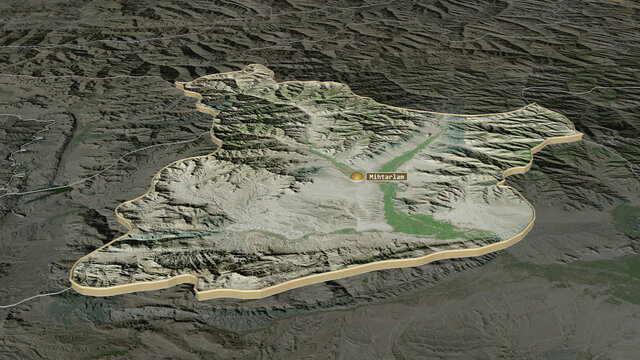 Laghman, Afghanistan - extruded with capital. Satellite