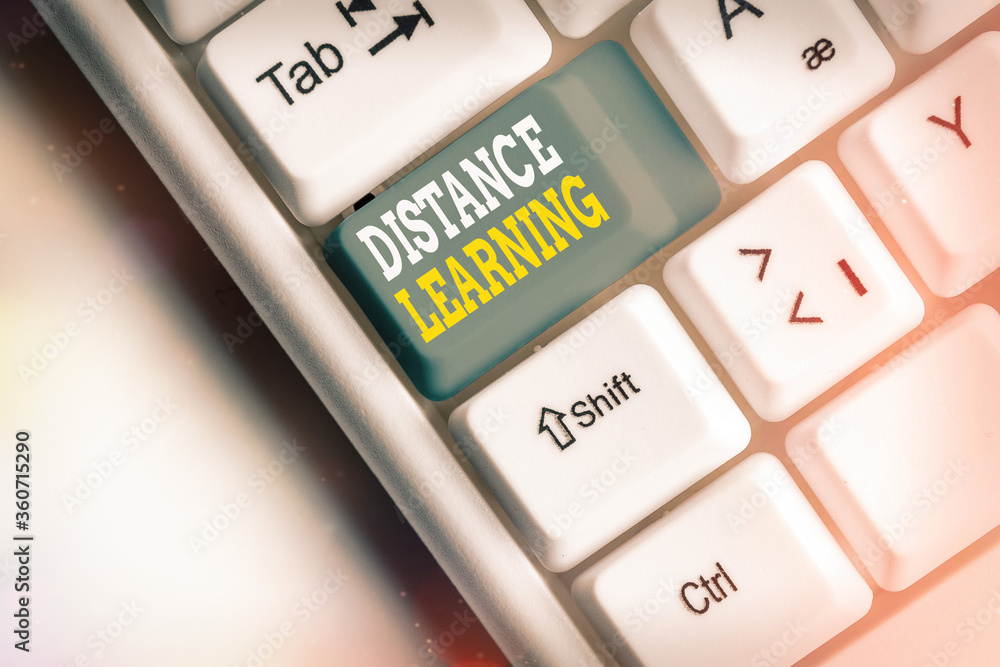 Poster conceptual hand writing showing distance learning. concept meaning educational lectures broadcasted 