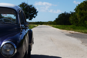 old car on a country road