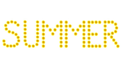 Summer word made of sunflowers flowers. Holiday concept