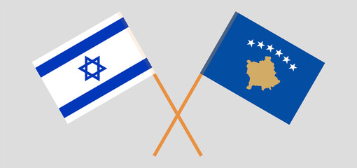Crossed flags of Kosovo and Israel