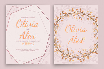 Vector set of invitation cards with watercolor leaves elements