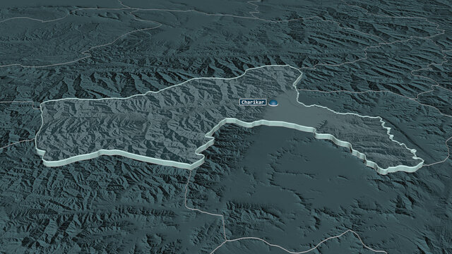 Parwan, Afghanistan - extruded with capital. Administrative